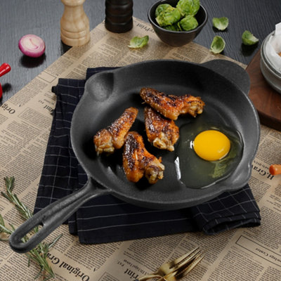 Round Cast Iron Skillet Frying Pan with Handle W 23cm