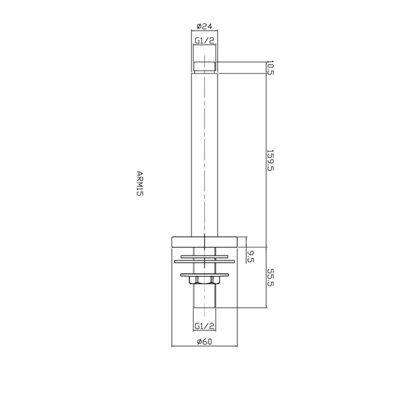 Round Ceiling Mount Shower Arm 150mm - Matt Black - Balterley