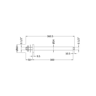 Round Ceiling Mount Shower Arm 300mm - Brushed Pewter - Balterley
