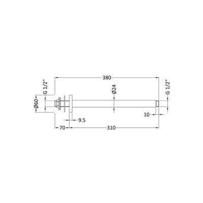 Round Ceiling Mount Shower Arm - 300mm - Matt Black - Balterley