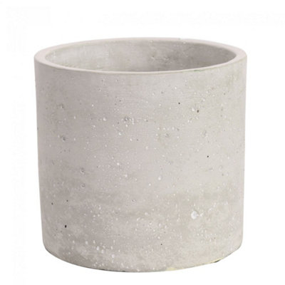 Round Cement Plant Pot, Industrial Style. (H13 cm) No Drainage Holes.