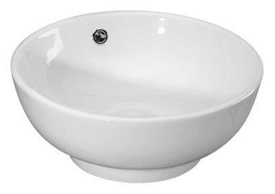 Round Ceramic Countertop Vessel with Overflow - 410mm