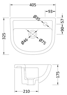 Round Ceramics Semi Recessed 1 Tap Hole Basin (Tap Not Included), 400mm - Balterley