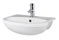 Round Ceramics Semi Recessed 1 Tap Hole Basin (Tap Not Included), 500mm - Balterley