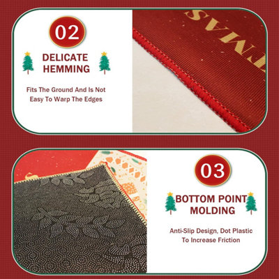 Round Christmas Tree Rug 100cm - Non-Slip, Modern Decoration for Living ...