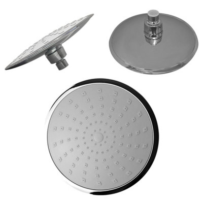 Round Chrome Easy Clean Fixed Swivel Shower Head with Elbow 150mm
