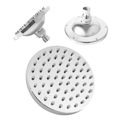 Round Chrome Easy Clean Fixed Swivel Shower Head with Elbow - 150mm