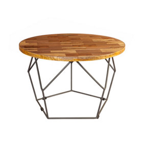 Round Coffee Table with Metal Base