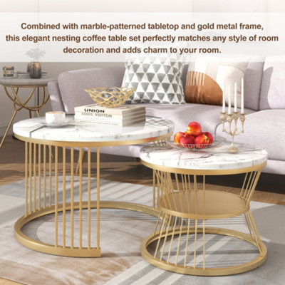 Gold coffee and end table set online