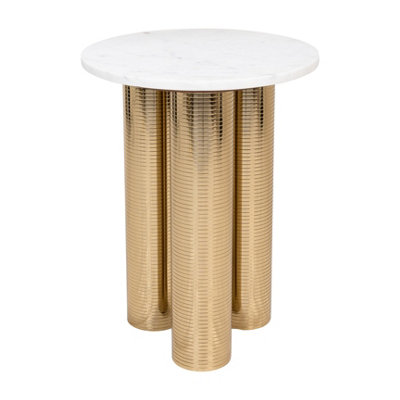Round Coffee Tea Table Nesting Tables with Gold Platted Legs for Decoration in Living Room, Bedroom, Office, Balcony, Apartment