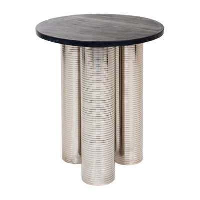 Round Coffee Tea Table Nesting Tables with SilverPlatted Legs for Decoration in Living Room, Bedroom, Office, Balcony, Apartment