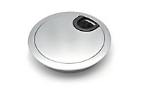 Round Computer Metal Grommet 60mm for Desk Table Cable Tidy Wire Cover - Aluminium
