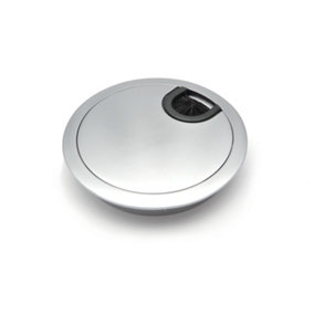 Round Computer Metal Grommet 80mm for Desk Table Cable Tidy Wire Cover - Aluminium