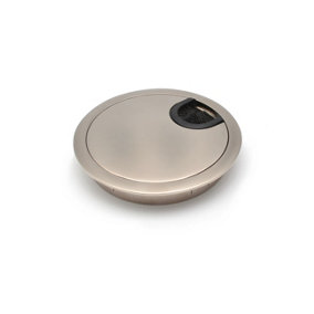 Round Computer Metal Grommet 80mm for Desk Table Cable Tidy Wire Cover - Satin