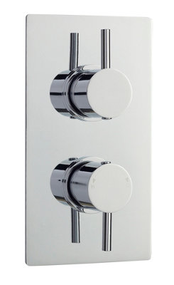 Round Concealed Twin Thermostatic Shower Valve With Diverter (2 Outlets) - Chrome - Balterley