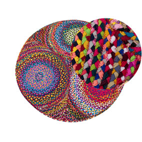 Round Cotton Area Rug 140 cm Multicolour LADIK