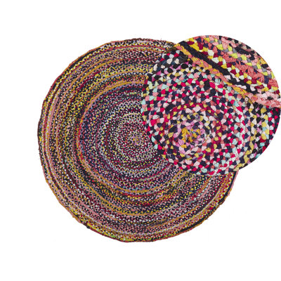 Round Cotton Area Rug 140 cm Multicolour TOKAT | DIY at B&Q