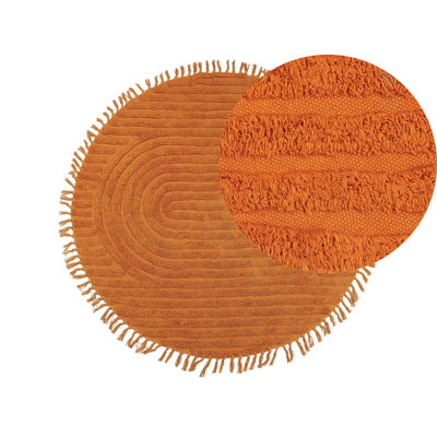 Round Cotton Area Rug 140 cm Orange HALFETI