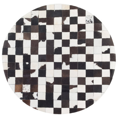 Round Cowhide Area Rug 140 cm Black and White BERGAMA
