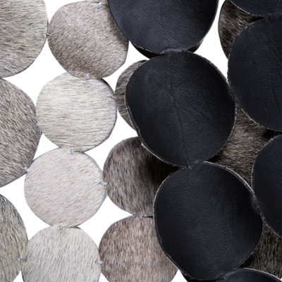 Round Cowhide Area Rug 140 cm Grey HILVAN