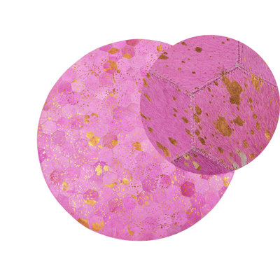 Round Cowhide Area Rug 140 cm Pink ZEYTIN