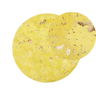 Round Cowhide Area Rug 140 cm Yellow ZEYTIN