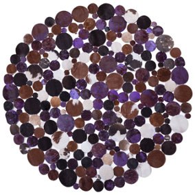 Round Cowhide Rug 140 cm Purple Multicolour SORGUN