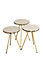 Round creme Nesting tables with Gold Pipe legs - Black and gold PVC - Top Gloss Finish