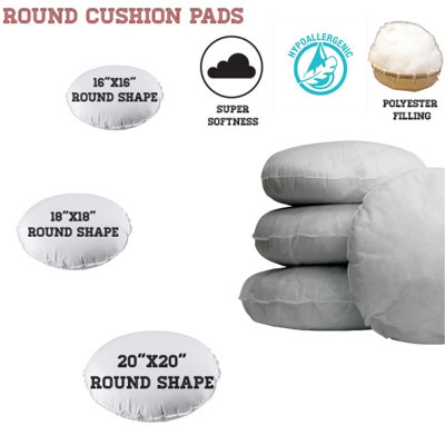 Round Cushion Seat Pad Inner Insert Scater Filler Circle Shape Cushion 20" (50cm)