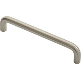Round D Bar Cabinet Pull Handle 138 x 10mm 128mm Fixing Centres Satin Nickel