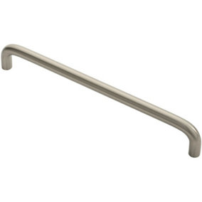 Round D Bar Cabinet Pull Handle 202 x 10mm 192mm Fixing Centres Satin Nickel