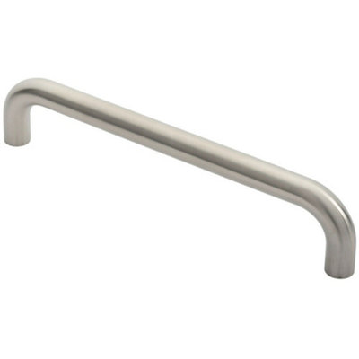 Round D Bar Door Pull Handle 322 x 22mm 300mm Fixing Centres Satin Steel