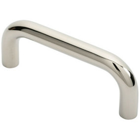 Round D Bar Pull Handle 169 x 19mm 150mm Fixing Centres Bright Steel