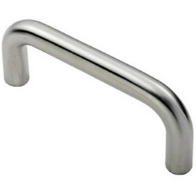 Round D Bar Pull Handle 169 x 19mm 150mm Fixing Centres Satin Steel