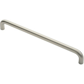 Round D Bar Pull Handle 22mm Dia 450mm Fixing Centres Satin Stainless Steel