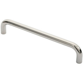 Round D Bar Pull Handle 319 x 19mm 300mm Fixing Centres Bright Steel