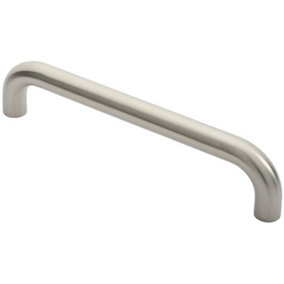 Round D Bar Pull Handle 325 x 25mm 300mm Fixing Centres Satin Steel