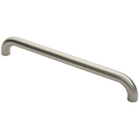 Round D Bar Pull Handle 480 x 30mm 450mm Fixing Centres Satin Steel