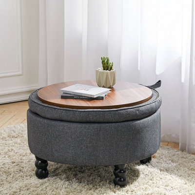 Ottoman coffee table with deals sliding wood top