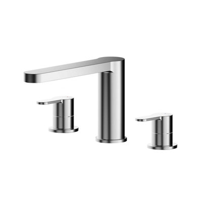 Round Deck 3 Mounted Tap Hole Bath Filler Tap - Chrome