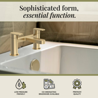 Round Deck Mounted Bath Filler Tap - Brushed Brass - Balterley