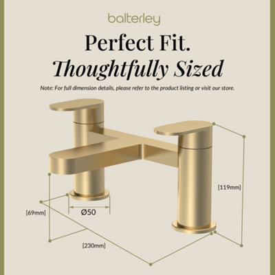 Round Deck Mounted Bath Filler Tap - Brushed Brass - Balterley - 3