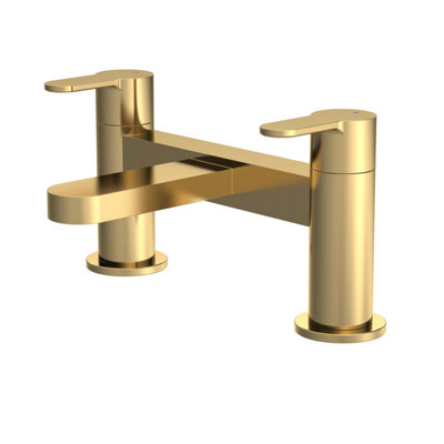 Round Deck Mounted Bath Filler Tap - Brushed Brass