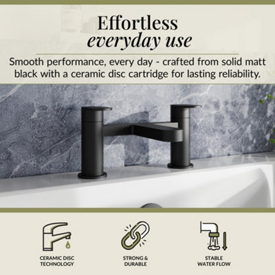 Round Deck Mounted Bath Filler Tap - Matt Black - Balterley