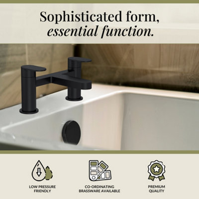 Round Deck Mounted Bath Filler Tap - Matt Black - Balterley - 3