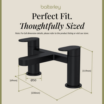 Round Deck Mounted Bath Filler Tap - Matt Black - Balterley - 4