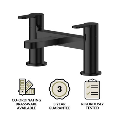 Round Deck Mounted Bath Filler Tap - Matt Black - 3