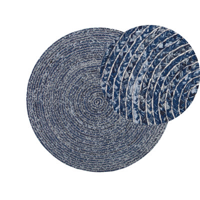 Round Denim Area Rug 140 cm Dark Blue BULUCA