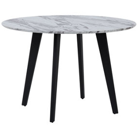 Round Dining Table 110 cm Marble Effect with Black MOSBY