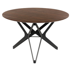 Round Dining Table 120 cm Dark Wood and Black ALURE